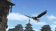 Samidare fleeing after transforming into a falcon.