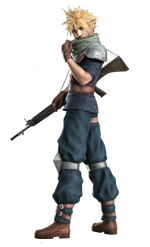 Cloud working as a Shinra guard in Crisis Core.