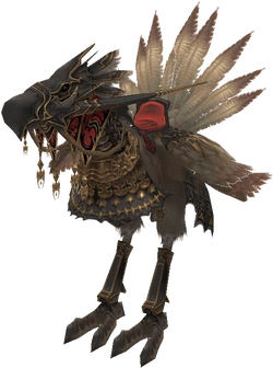 Render of an armored black chocobo in Final Fantasy XII.
