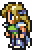 Animated sprite of Celes's victory pose (SNES/PS/GBA).