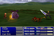 Cait Sith attacking in Final Fantasy VII.