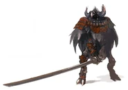 Concept art of a Yagudo Notorious Monster.