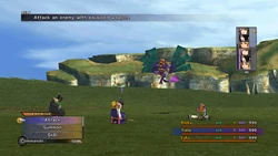 The party in Critical (25%) in Final Fantasy X.