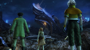 Vanille, Hope, and Sazh find an old Pulsian ship.