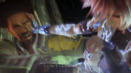 Sazh interferes with Lightning using her Grav-Con Unit.