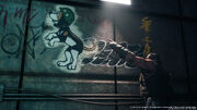 Stamp graffiti in the train tunnels from FFVII Remake