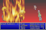 Ultima1 cast on all enemies in Final Fantasy II (GBA).