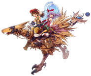 Hurdy riding a chocobo with Luso and Adele.