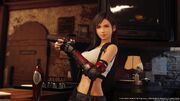 Tifa mixes up a cocktail for Cloud from FFVII Remake