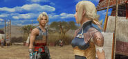 Vaan meets Penelo at a nomad village.