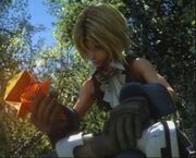 Zidane looks at his Crystal before he returns home.