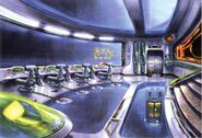 Colored concept art of the control room.