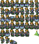 Edgar's battle sprites (SNES/PSX/GBA).