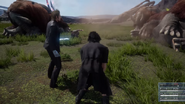 Noctis com HP crítico (note o modo que ele age, e Ignis próximo dele).