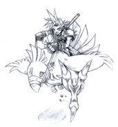 Cloud on a Chocobo.