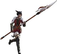 A Miqo'te Lancer in Final Fantasy XIV.