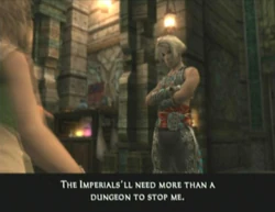 Vaan brags to Kytes about his escape from the Nalbina Dungeons.
