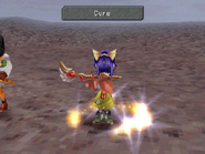 Eiko casting magic while equipped with a flute.