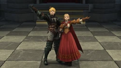 Ramza and Alma on the stage, as their ancestors.