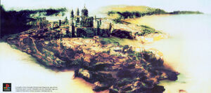 A bird's eye view illustration of Leá Monde.