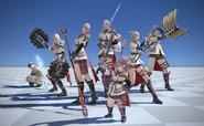 Lightning costumes in Final Fantasy XIV.