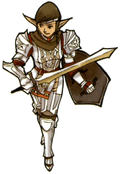 Artwork of an elven Paladin by Yuzuki Ikeda.