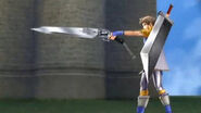 Bartz dual-wielding the Revolver and the Buster Sword.