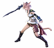 A female Miqo'te using the Blazefire Saber.