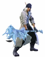 Snow costume and the l'Cie Bardiche.