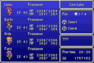 The Save menu in the GBA version.