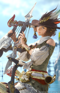 CG render of "the" CG Miqo'te in Bard AF; this actually is meant to be the same character as the previous, despite the different eye and hair color.