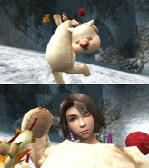 Yuna in her Moogle costume in Final Fantasy X-2.