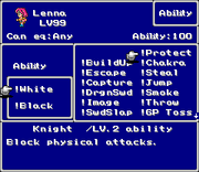 FFV SNES Ability Menu