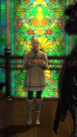 Rielle eating an apple in Gridania.