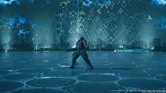 Victory pose in Corneo Colosseum and Shinra Combat Simulator.