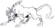 Early concept art of Red XIII with a different tattoo.
