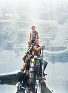 Promotional artwork of Basch with Penelo and Vaan.