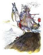 Bartz and Boko concept art by Yoshitaka Amano.