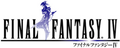 Logo của Final Fantasy IV do Amano vẽ với nhân vật Kain Highwind trong nền xanh đen.