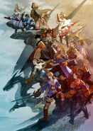 Ramza com o elenco de Final Fantasy Tactics: War of the Lions.