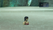 Elma in the hot springs at Mt. Gagazet, as seen on a CommSphere in Final Fantasy X-2.