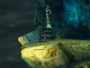 Yuna statue with a horn on the forehead, Mt. Gagazet.