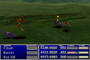 Red XIII using Deathblow in Final Fantasy VII.