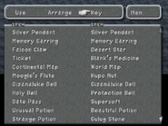 Key Item menu.