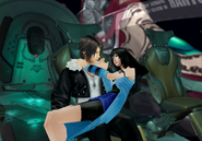 Squall and Rinoa onboard the Ragnarok from FFVIII Remastered