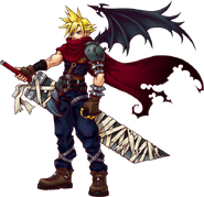 Artwork of Cloud in the first Kingdom Hearts.