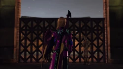 Lightning walks into the arena.