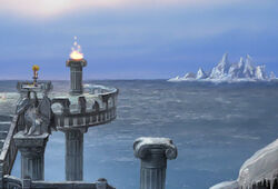 Overlooking the sea and Shimmering Island.