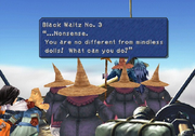 Black Mages protect Vivi from Black Waltz 3 from FFIX