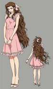 Concept art of Aerith's first dress for Final Fantasy VII Remake.